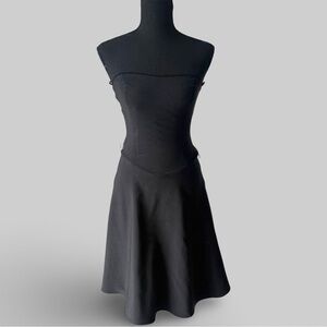 Vintage M Collection Black Strapless Bodycon Lace Lining Dress Made in USA
